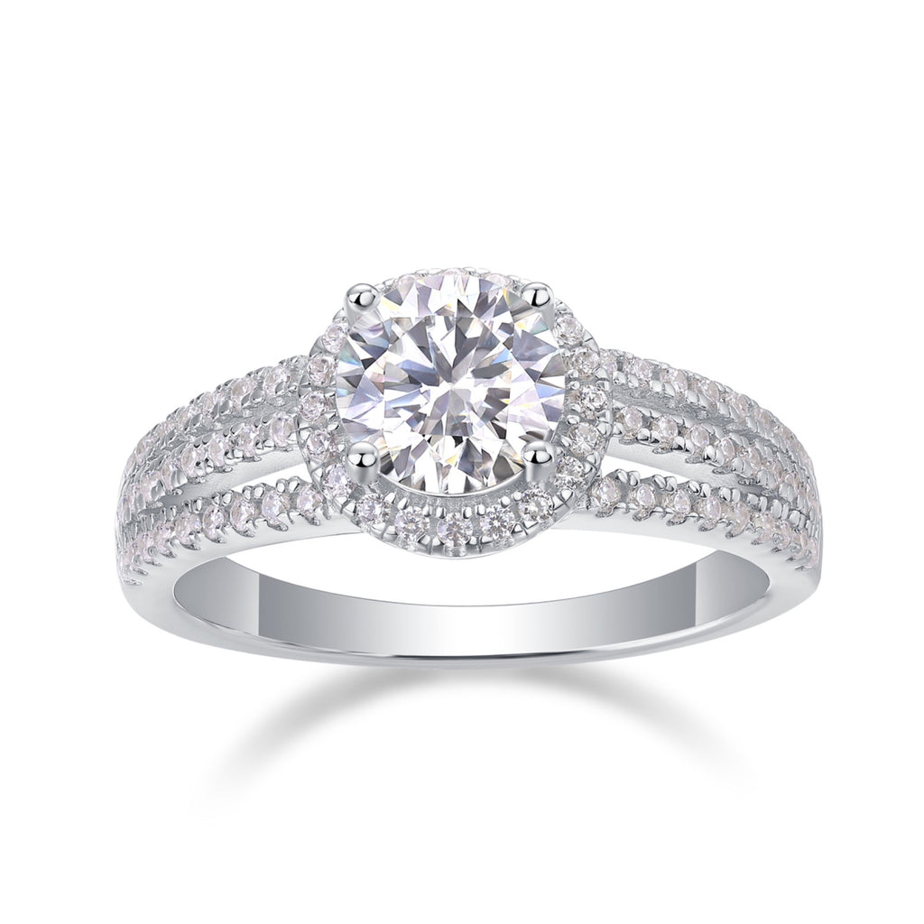 Ricordo Moissanite Halo Ring in Sterling Silver
