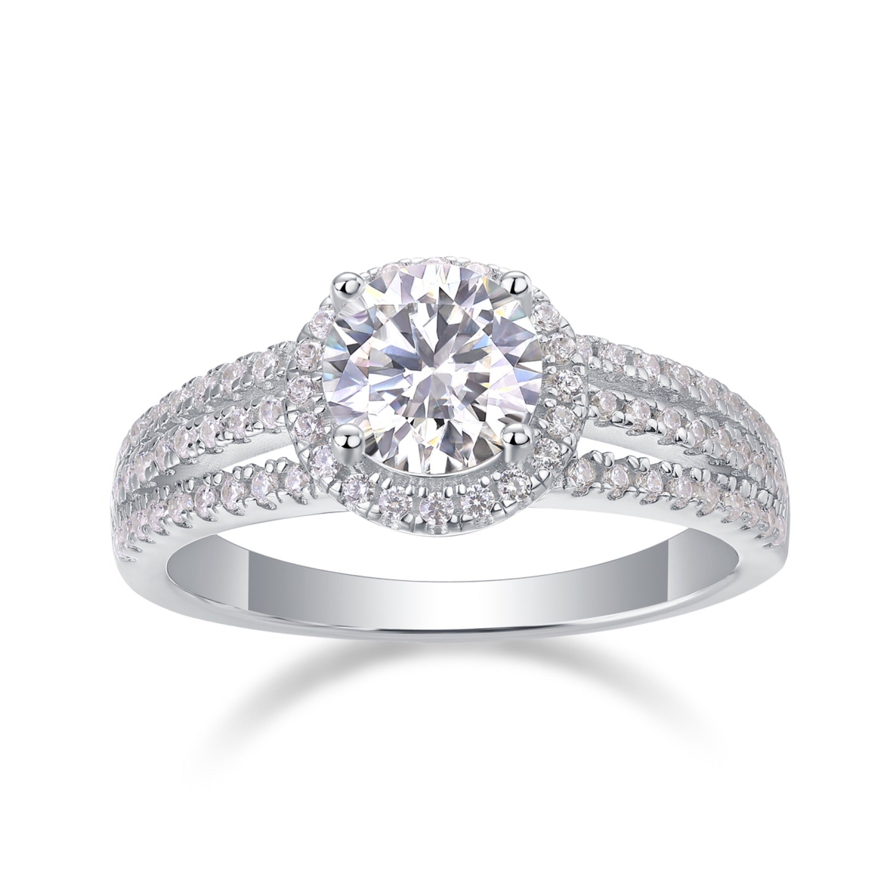 Ricordo Moissanite Halo Ring in Sterling Silver