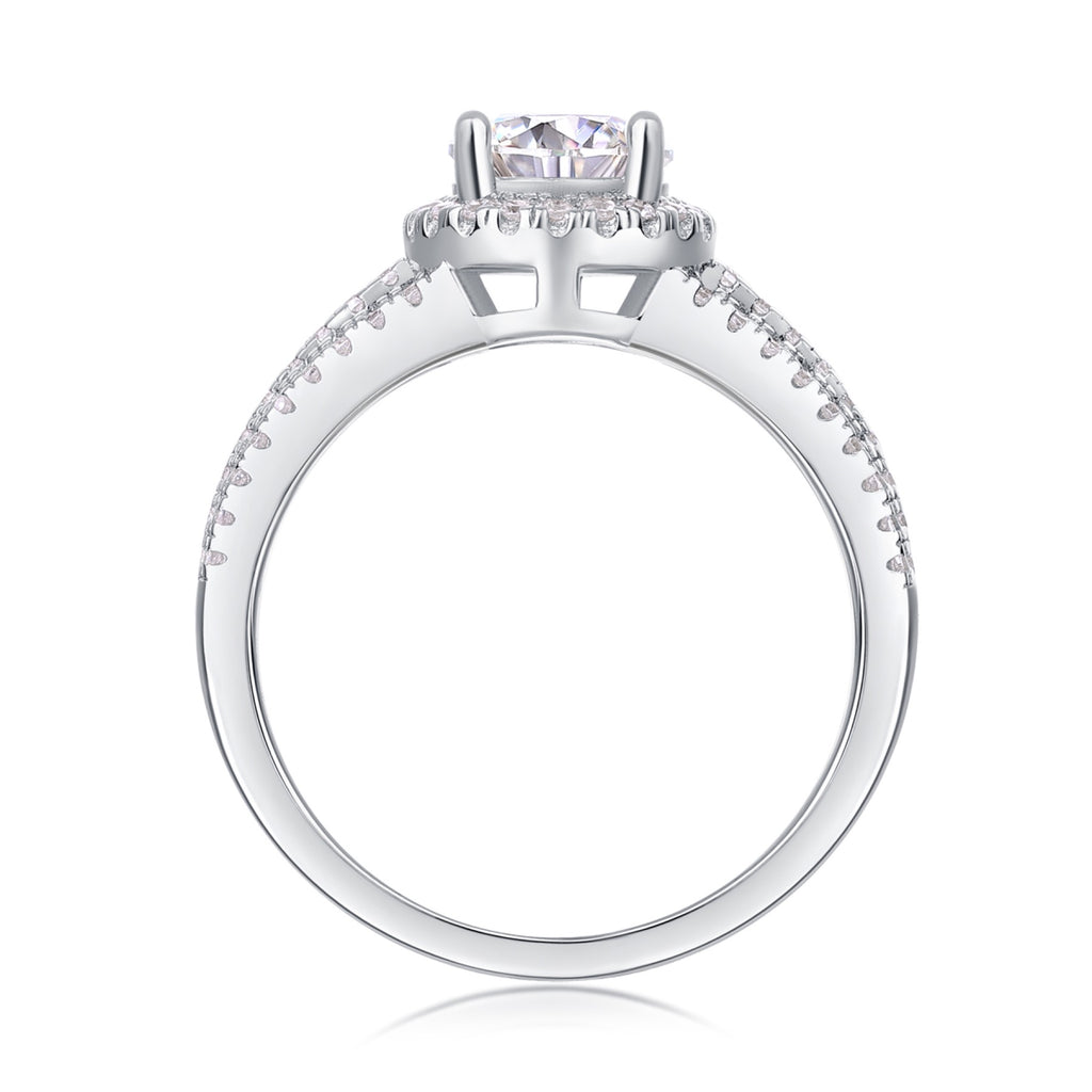 Ricordo Moissanite Halo Ring in Sterling Silver