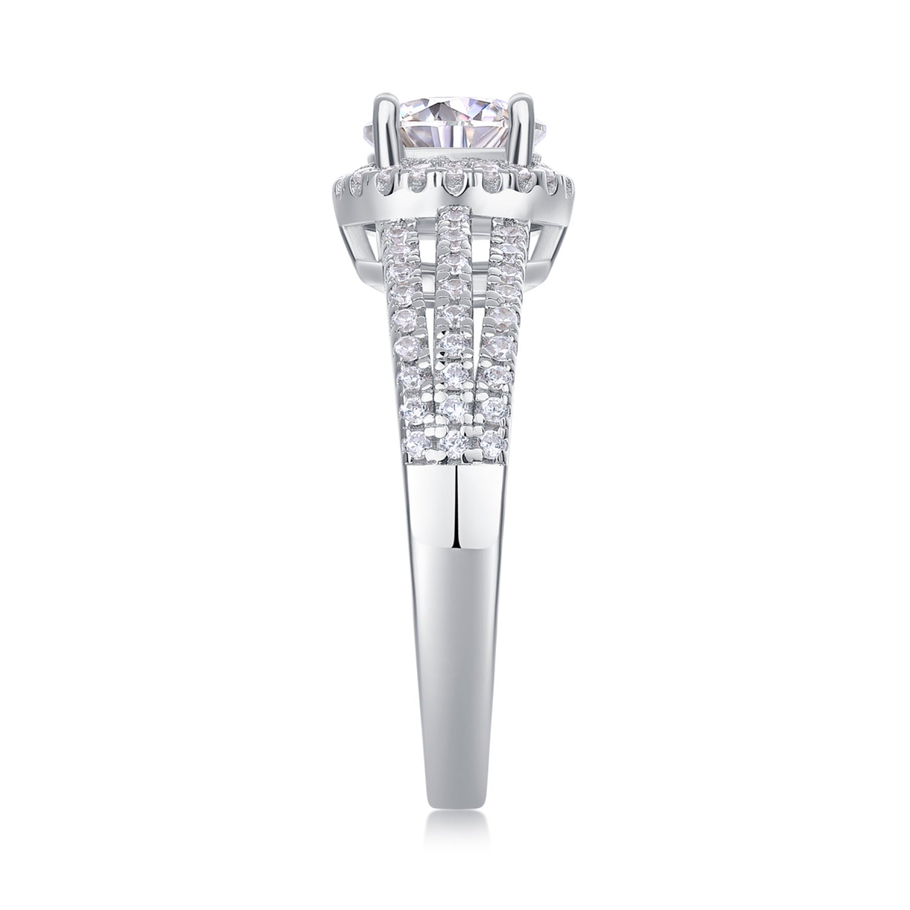 Ricordo Moissanite Halo Ring in Sterling Silver