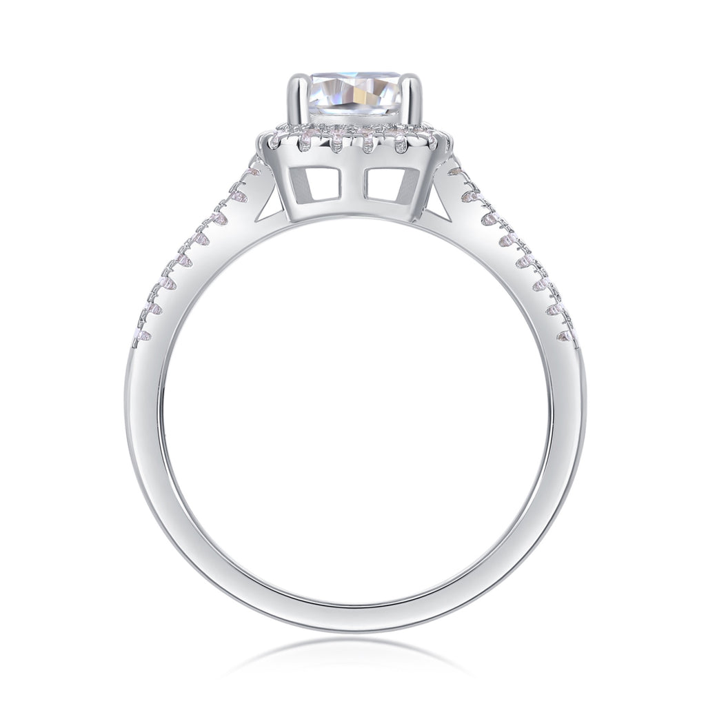 Concord Cushion-Cut Moissanite Halo Ring in Sterling Silver