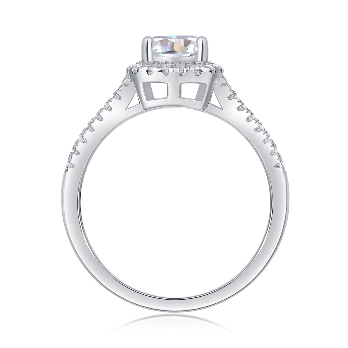 Concord 1 Carat Cushion-Cut Moissanite Halo Ring in Sterling Silver