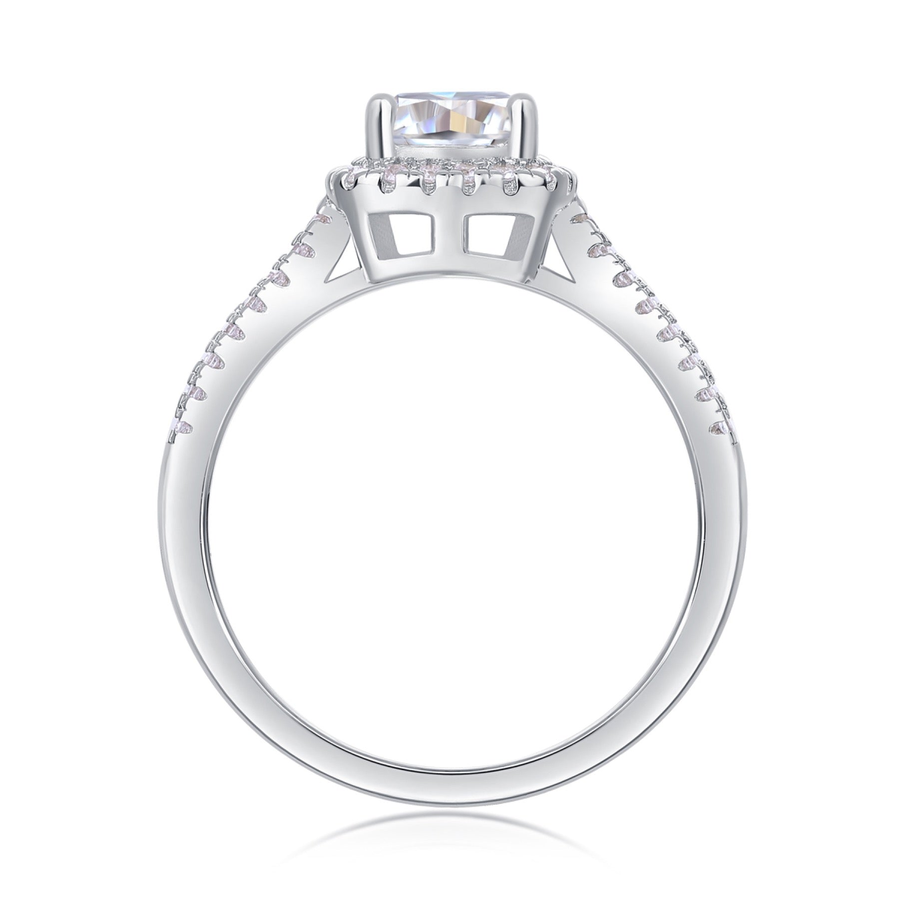 Concord Cushion-Cut Moissanite Halo Ring in Sterling Silver