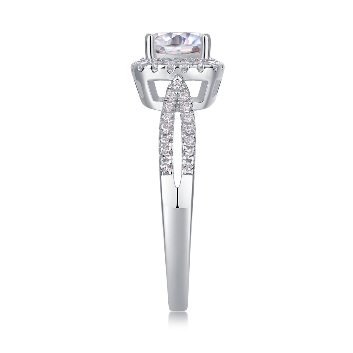 Concord 1 Carat Cushion-Cut Moissanite Halo Ring in Sterling Silver