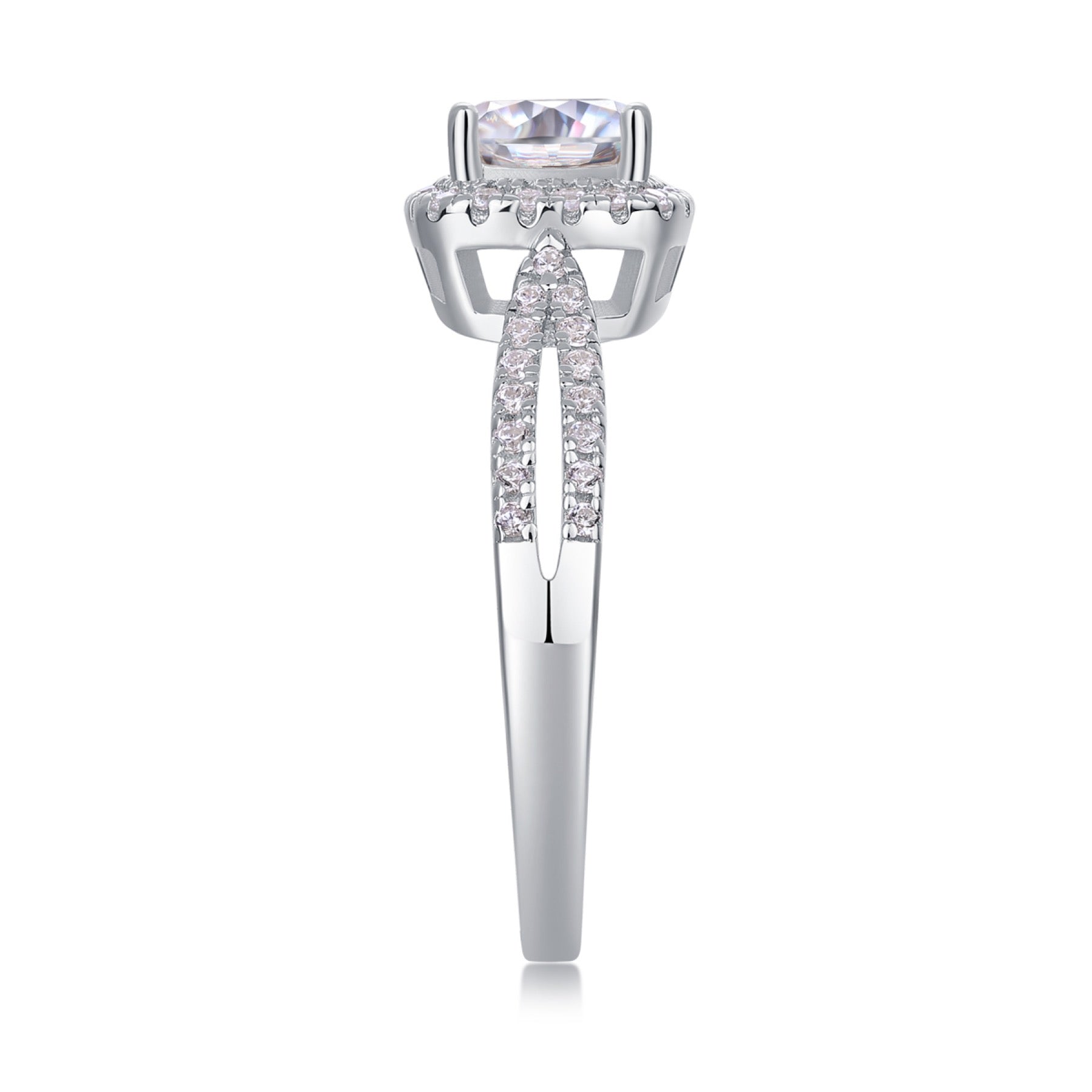 Concord Cushion-Cut Moissanite Halo Ring in Sterling Silver