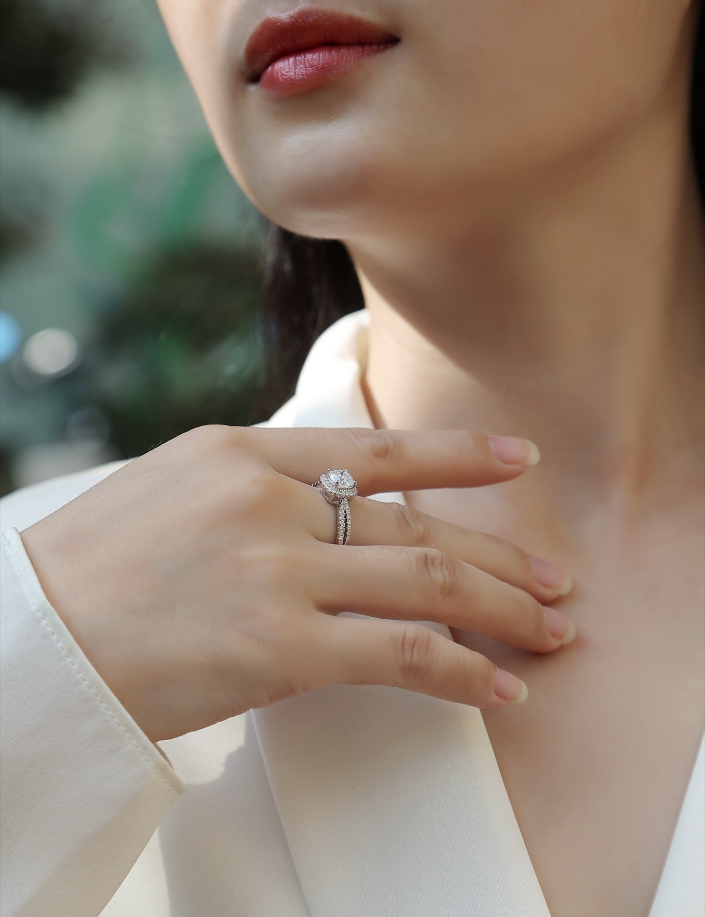 Concord Cushion-Cut Moissanite Halo Ring in Sterling Silver