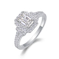 Cofanetto Emerald-Cut Moissanite Three-Stone Ring in Sterling Silver