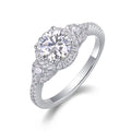 Baikal Moissanite Halo Ring in Sterling Silver