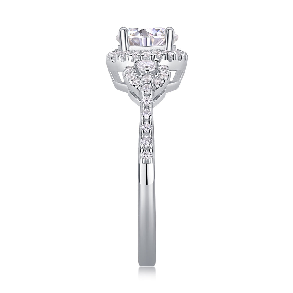 Baikal Moissanite Halo Ring in Sterling Silver