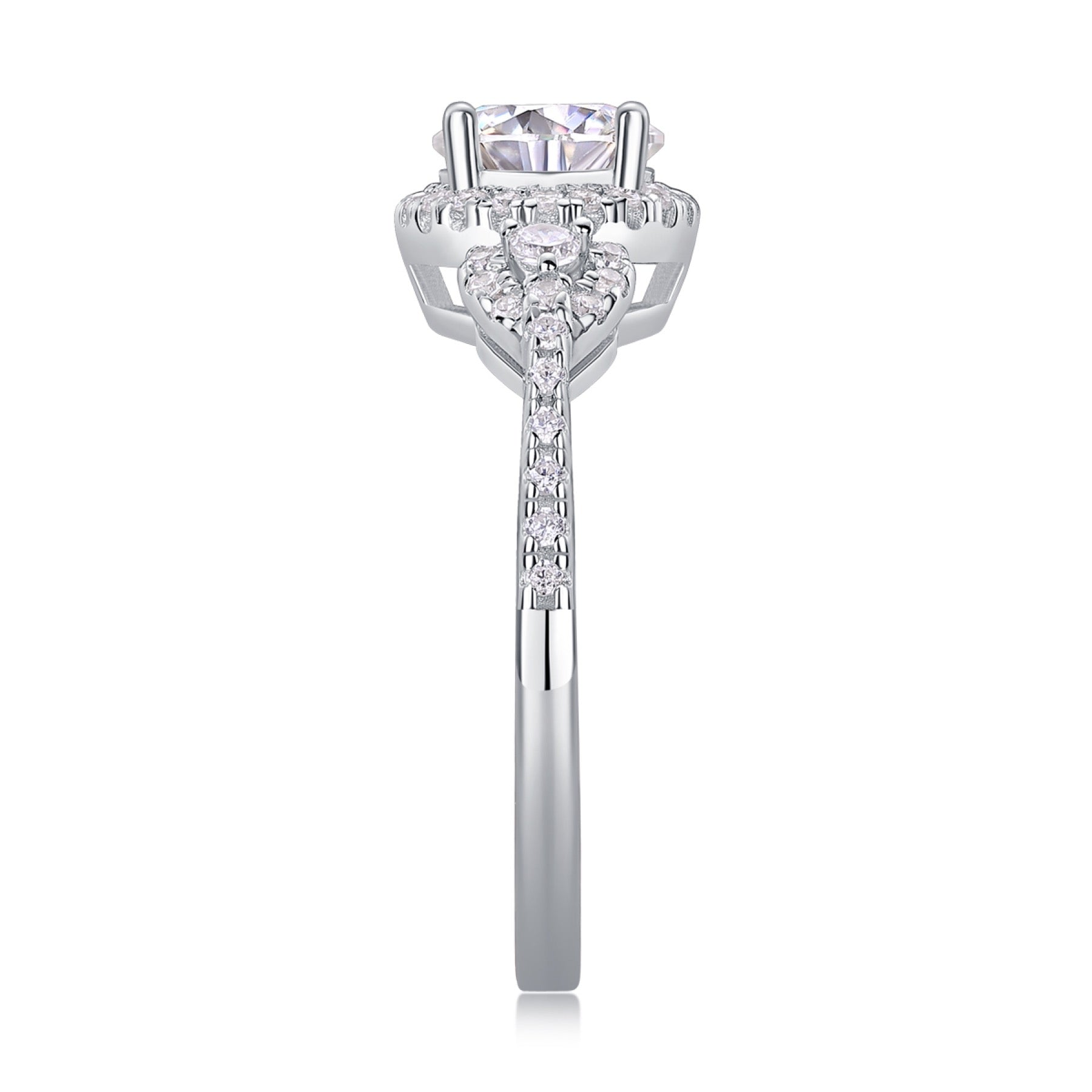 Baikal Moissanite Halo Ring in Sterling Silver