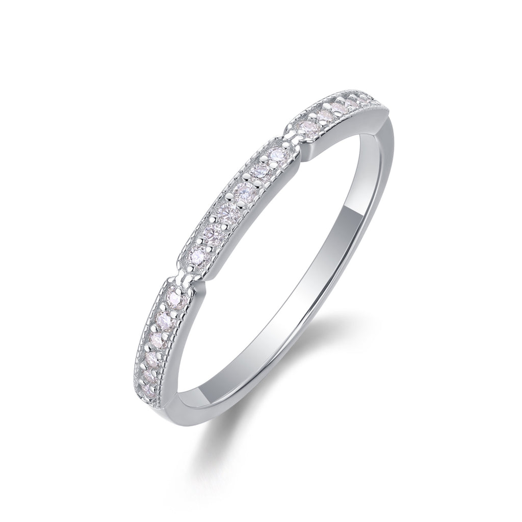 Gioventu Moissanite Band Ring in Sterling Silver