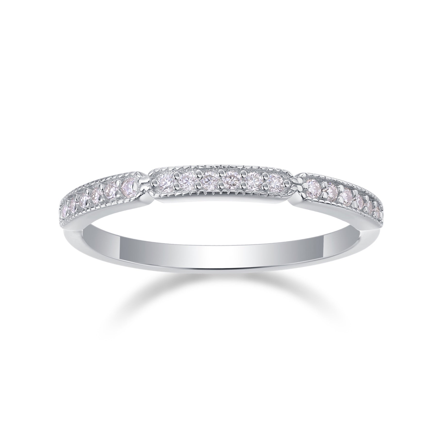 Gioventu Moissanite Band Ring in Sterling Silver