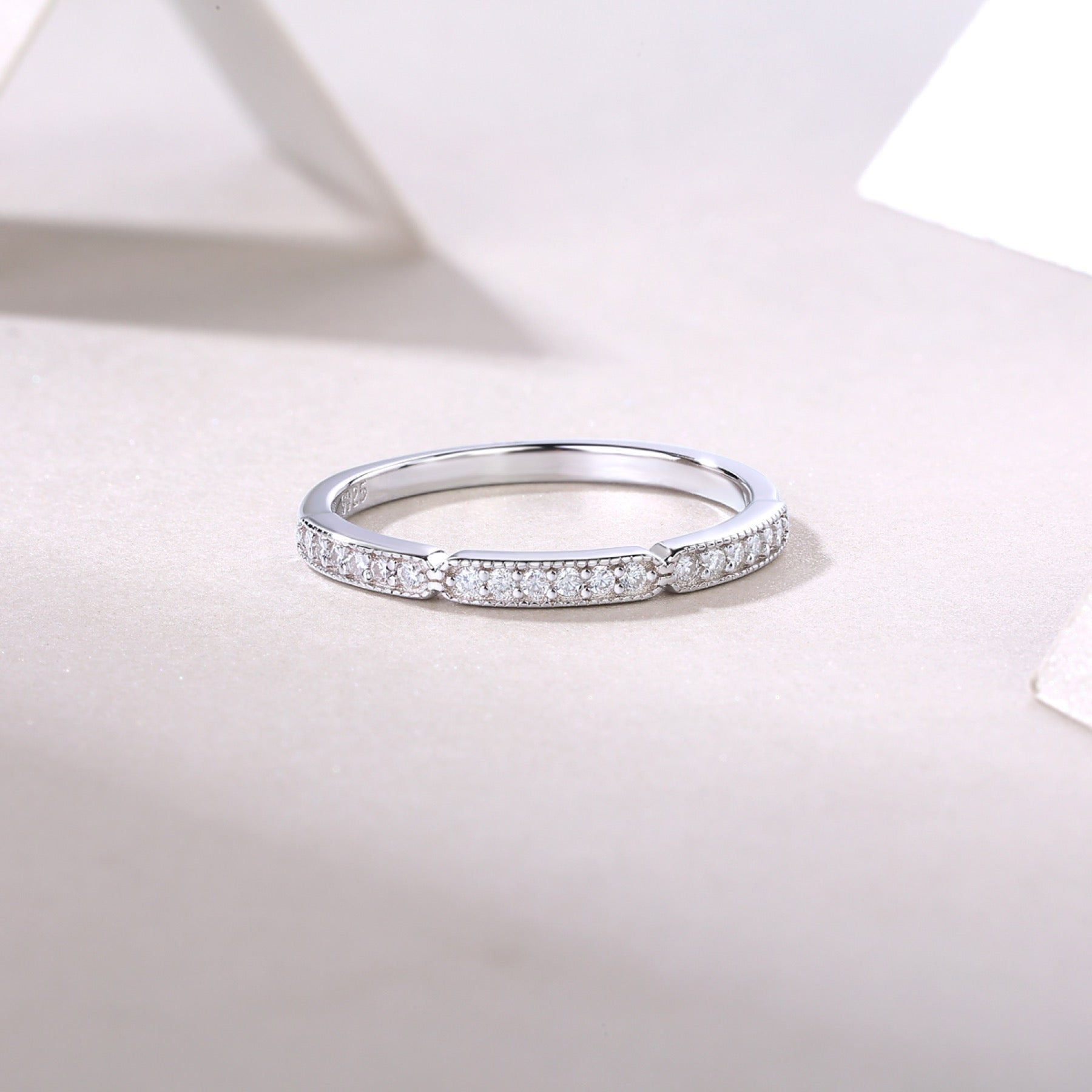 Gioventu Moissanite Band Ring in Sterling Silver