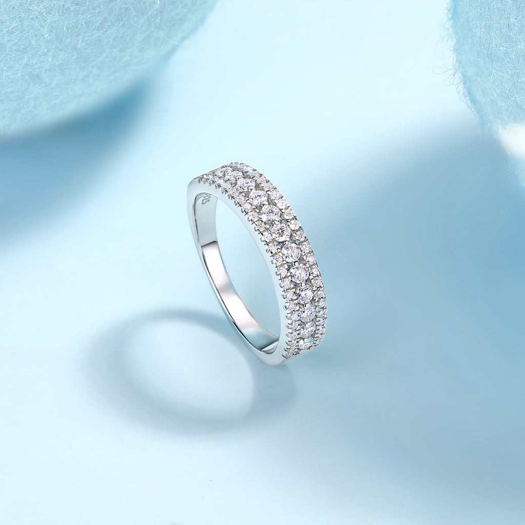 Marinaio Moissanite Band Ring in Sterling Silver