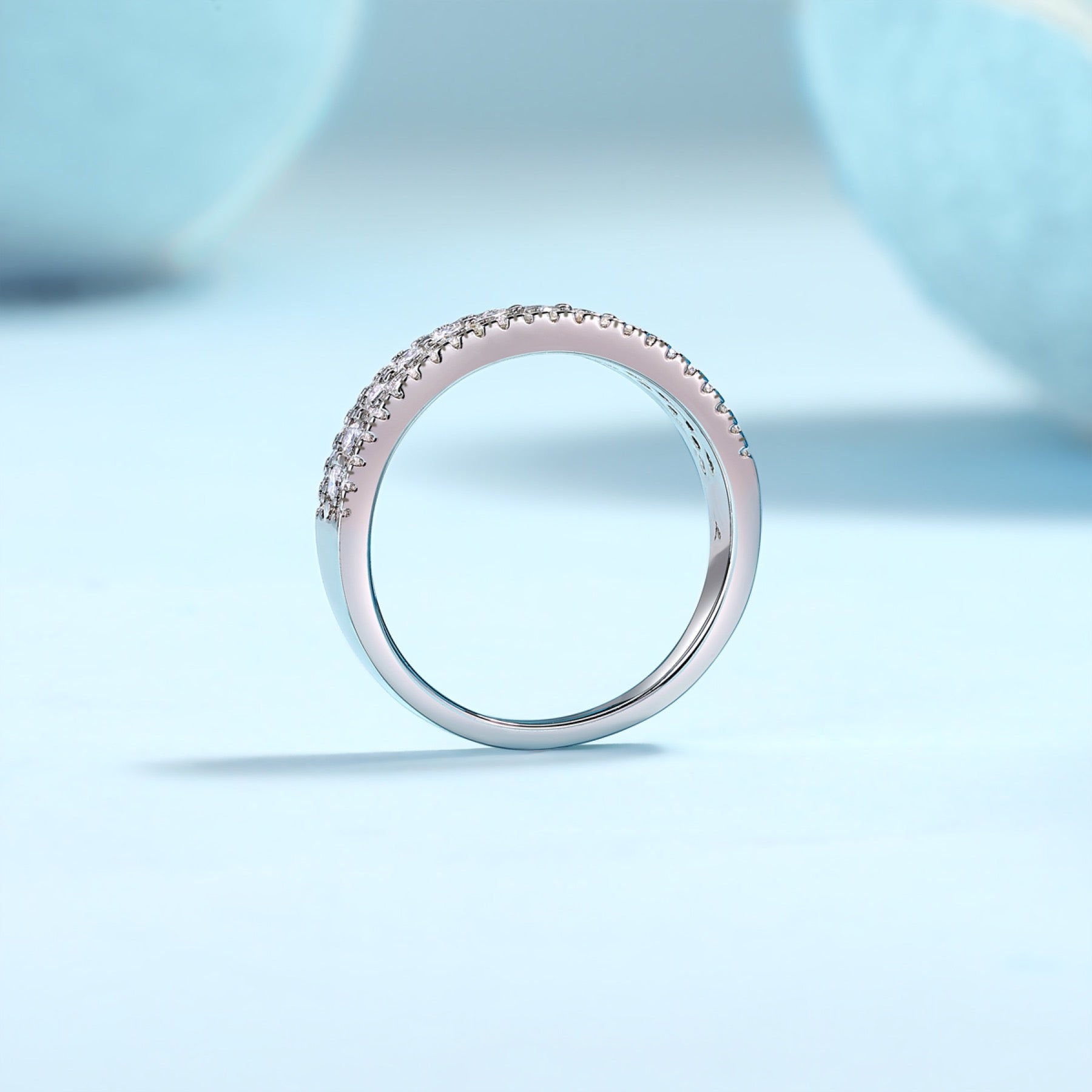 Marinaio Moissanite Band Ring in Sterling Silver