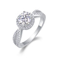 Betrothed Moissanite Halo Ring in Sterling Silver
