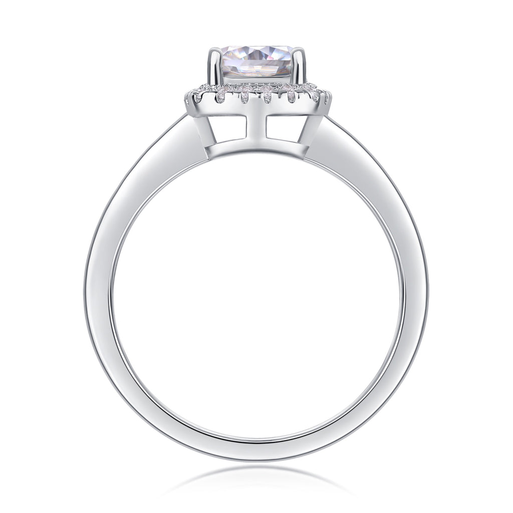 Louvre Cushion-Cut Moissanite Halo Ring in Sterling Silver
