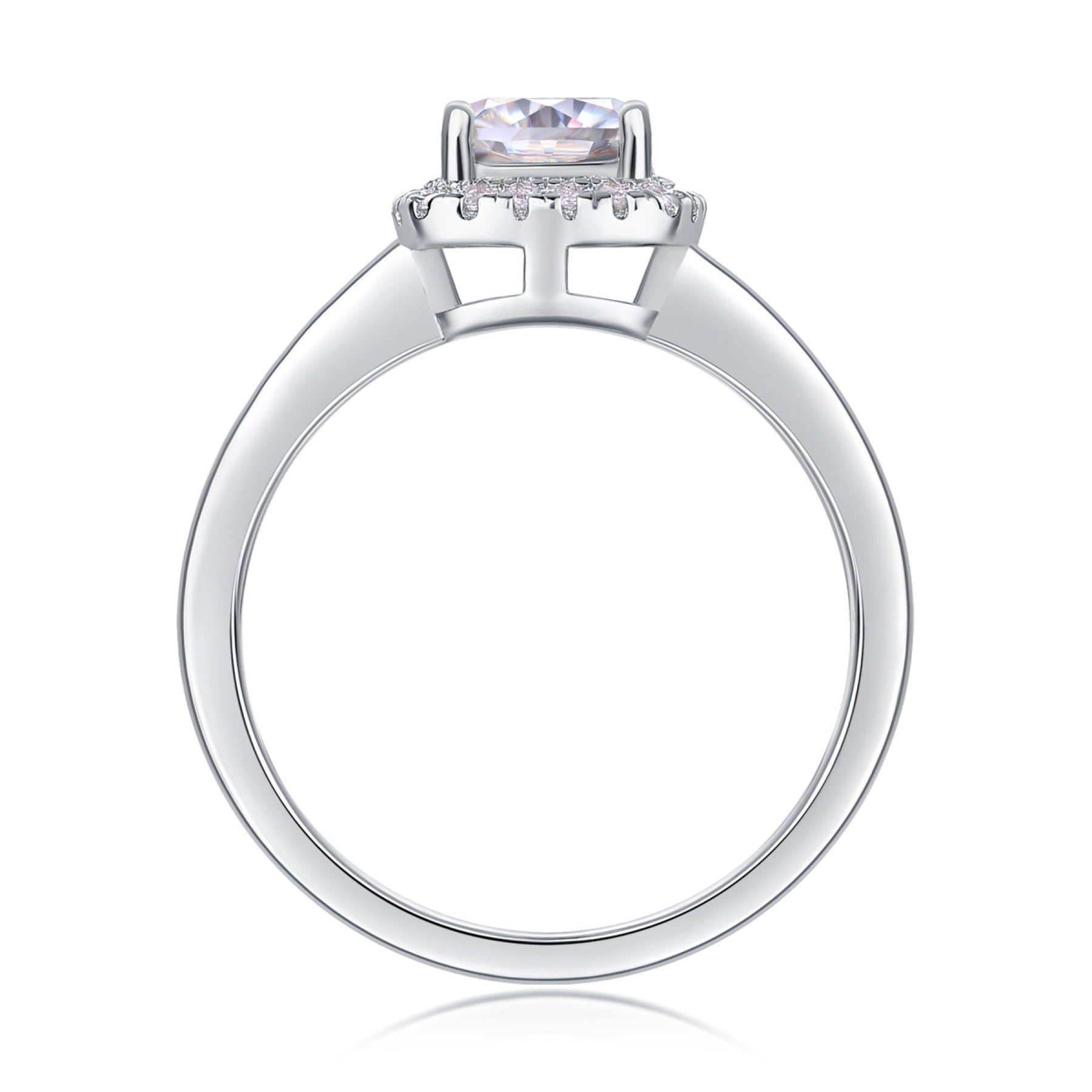 Louvre Cushion-Cut Moissanite Halo Ring in Sterling Silver