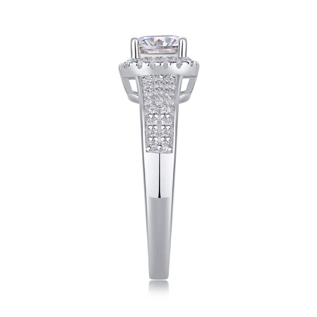 Louvre Cushion-Cut Moissanite Halo Ring in Sterling Silver
