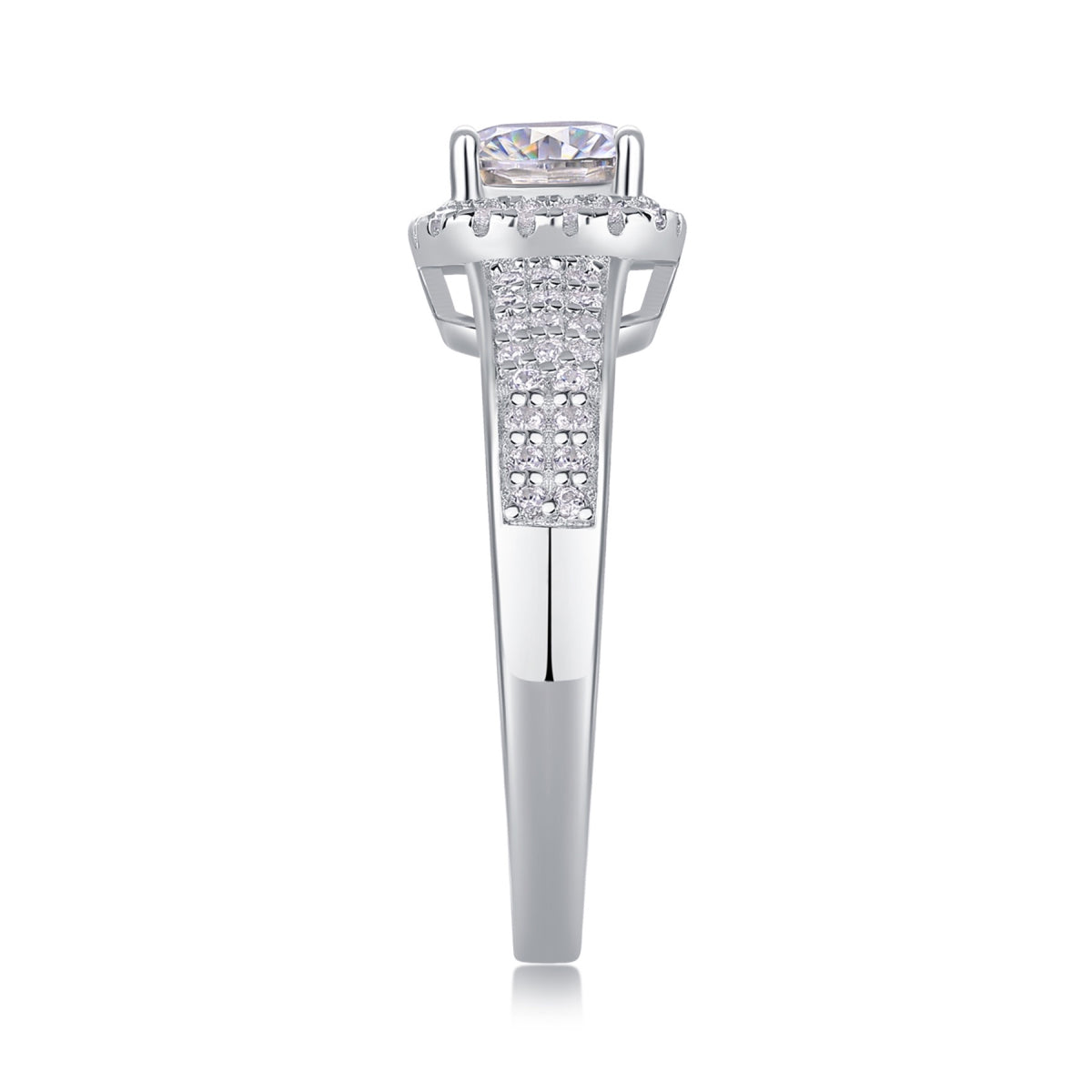 Louvre 1 Carat Cushion-Cut Moissanite Halo Ring in Sterling Silver