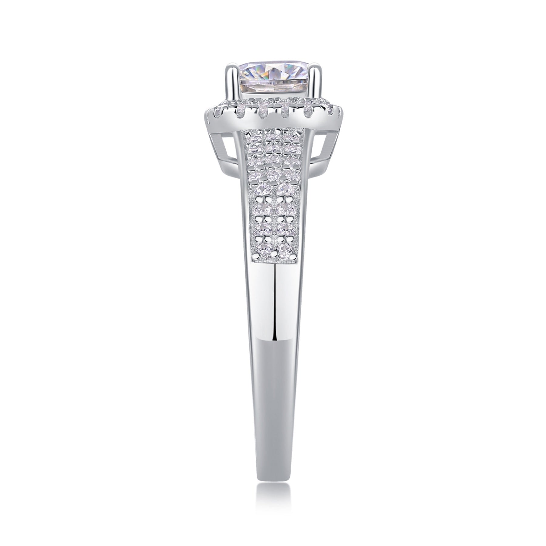 Louvre Cushion-Cut Moissanite Halo Ring in Sterling Silver
