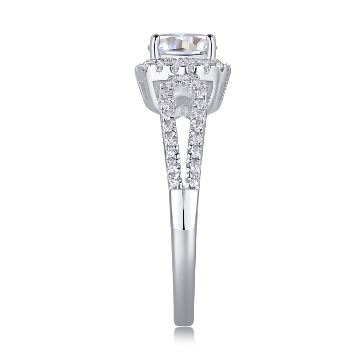 Missive 1 Carat Cushion-Cut Moissanite Halo Ring in Sterling Silver