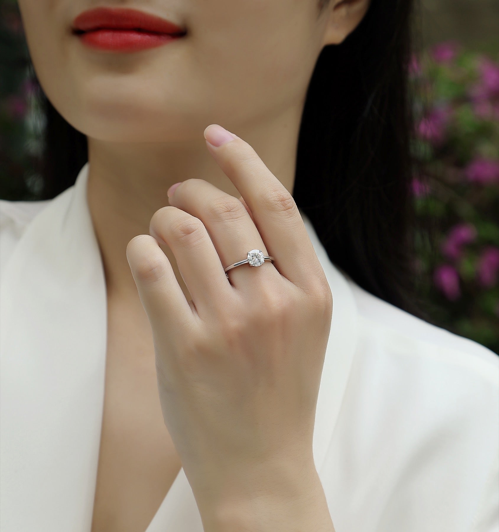 Sweet Nothing 1 Carat Moissanite Solitaire Ring in Sterling Silver