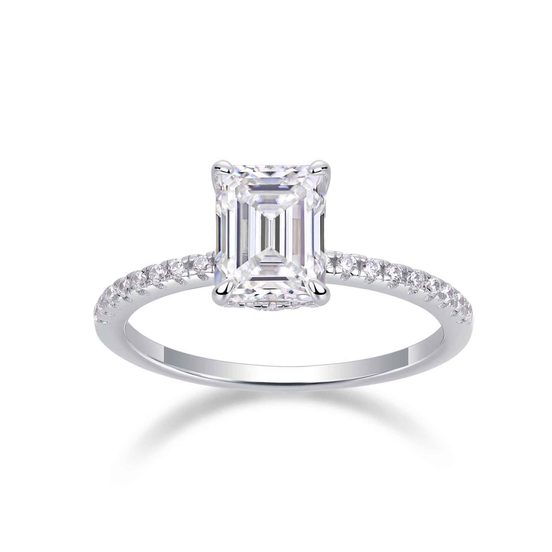 Chosen Emerald-Cut Moissanite Solitaire Ring in Sterling Silver