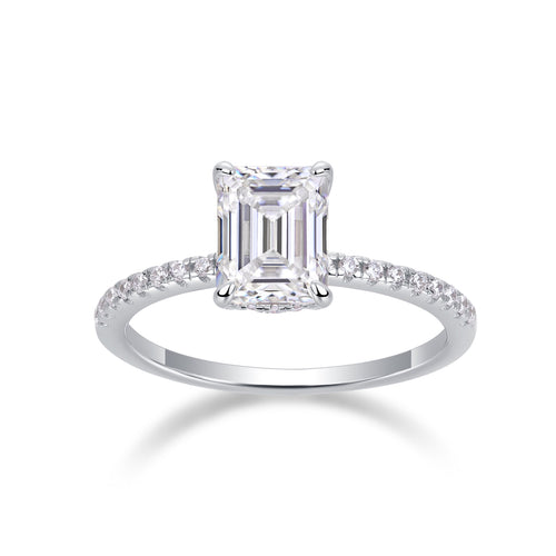 Chosen Emerald-Cut Moissanite Solitaire Ring in Sterling Silver