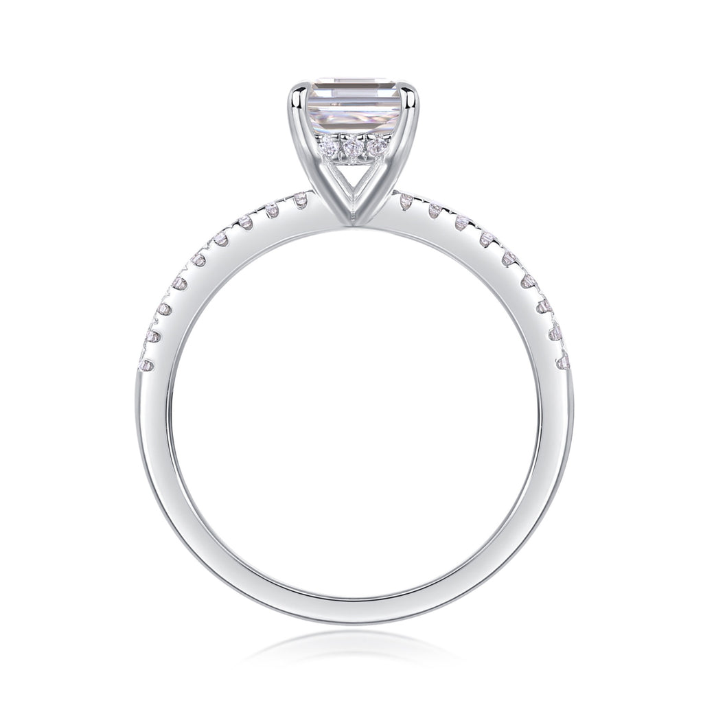 Chosen Emerald-Cut Moissanite Solitaire Ring in Sterling Silver