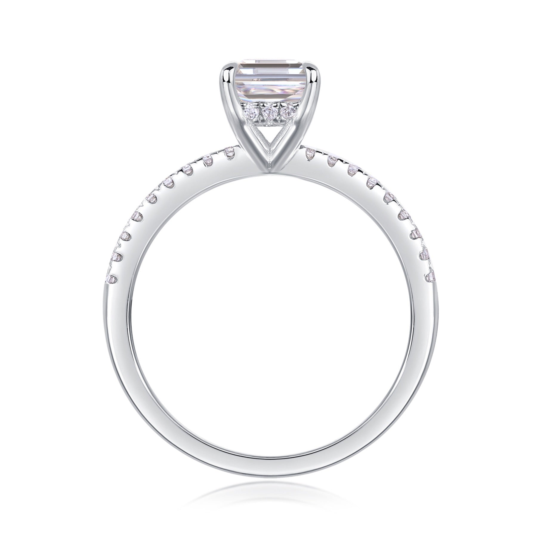 Chosen Emerald-Cut Moissanite Solitaire Ring in Sterling Silver