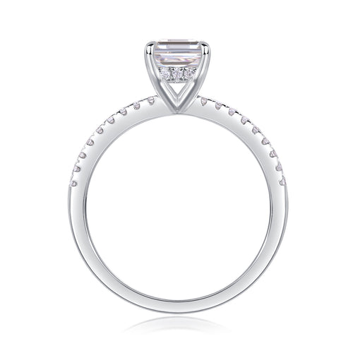 Chosen Emerald-Cut Moissanite Solitaire Ring in Sterling Silver