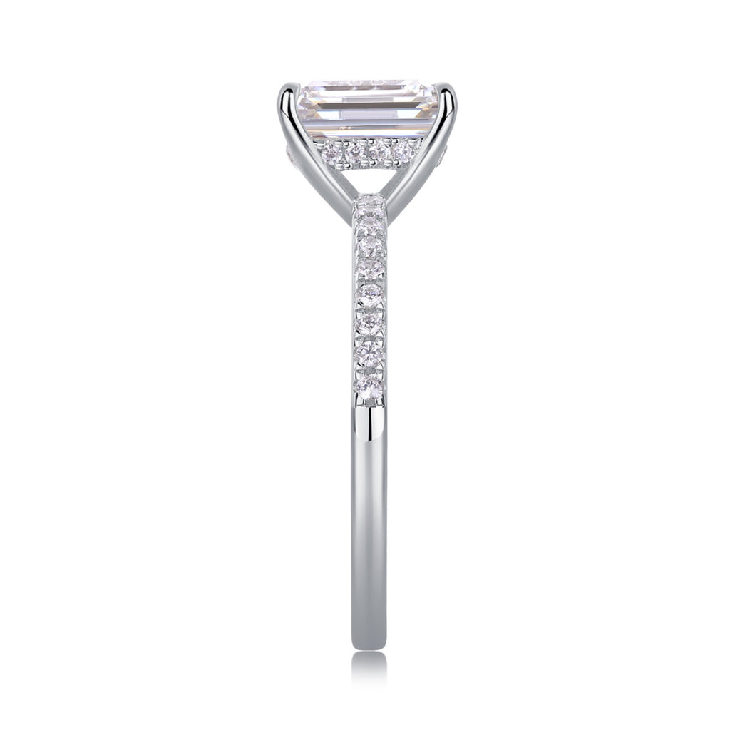 Chosen Emerald-Cut Moissanite Solitaire Ring in Sterling Silver