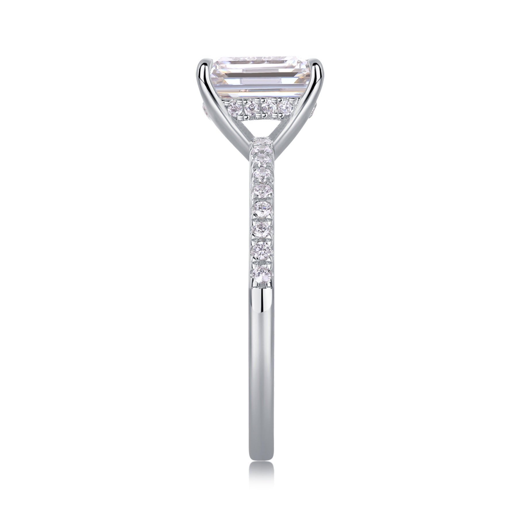 Chosen Emerald-Cut Moissanite Solitaire Ring in Sterling Silver