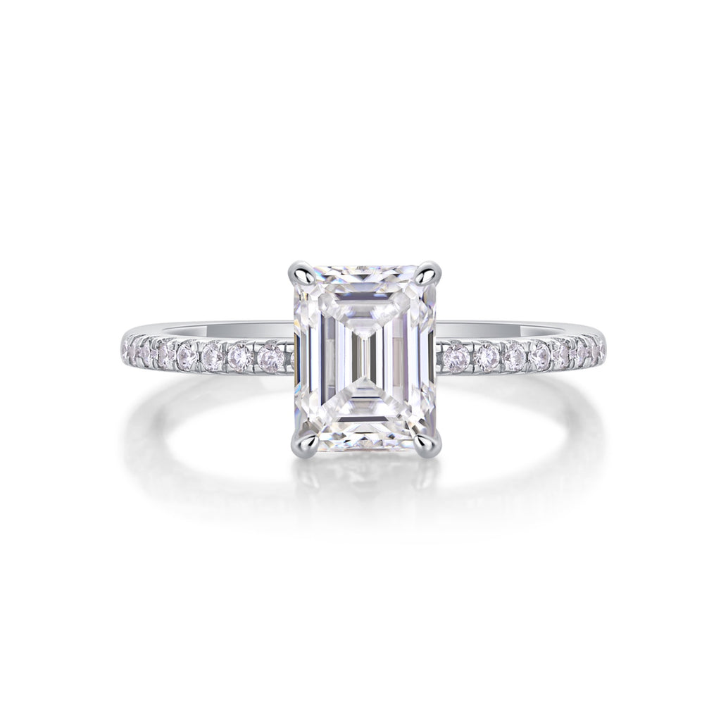 Chosen Emerald-Cut Moissanite Solitaire Ring in Sterling Silver