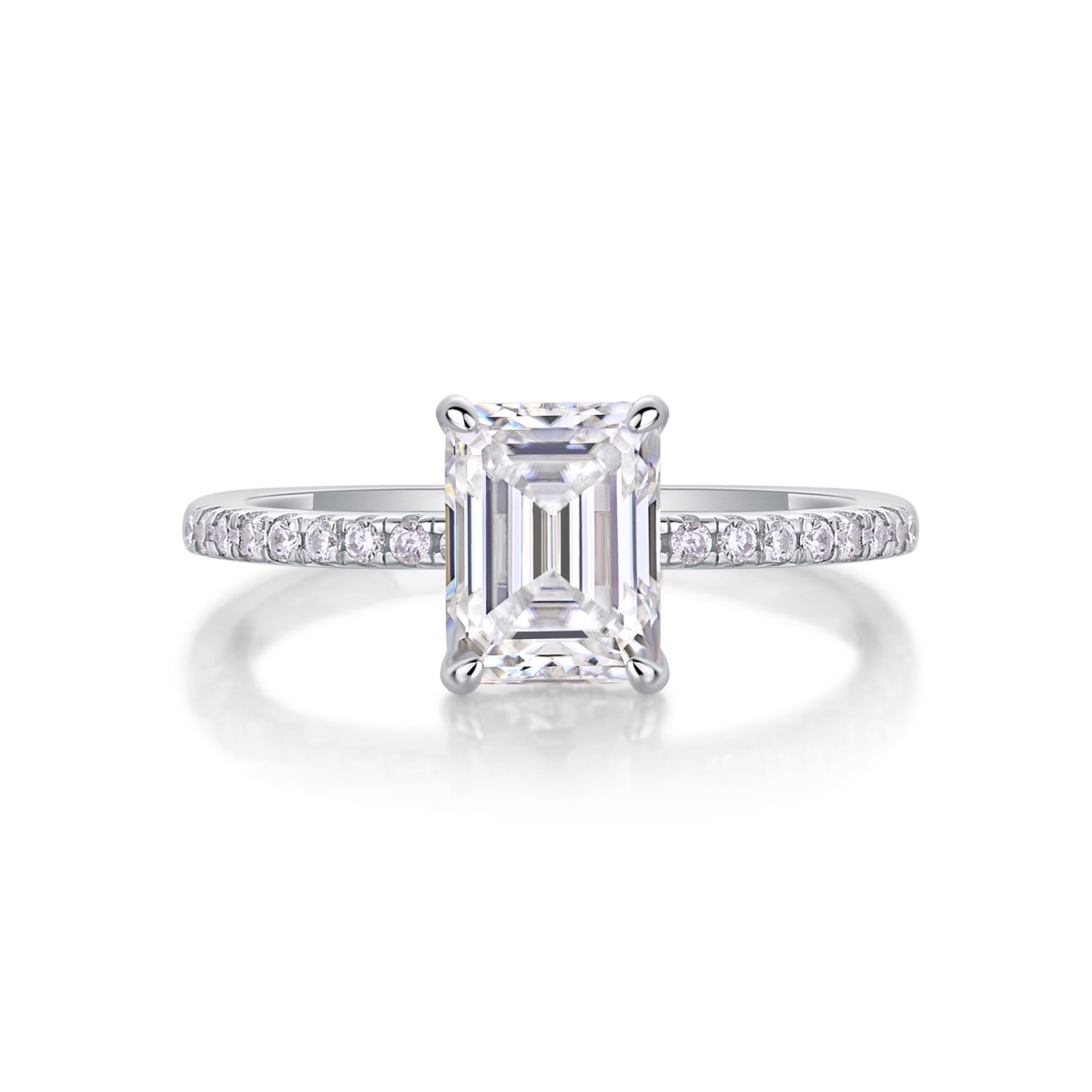 Chosen Emerald-Cut Moissanite Solitaire Ring in Sterling Silver