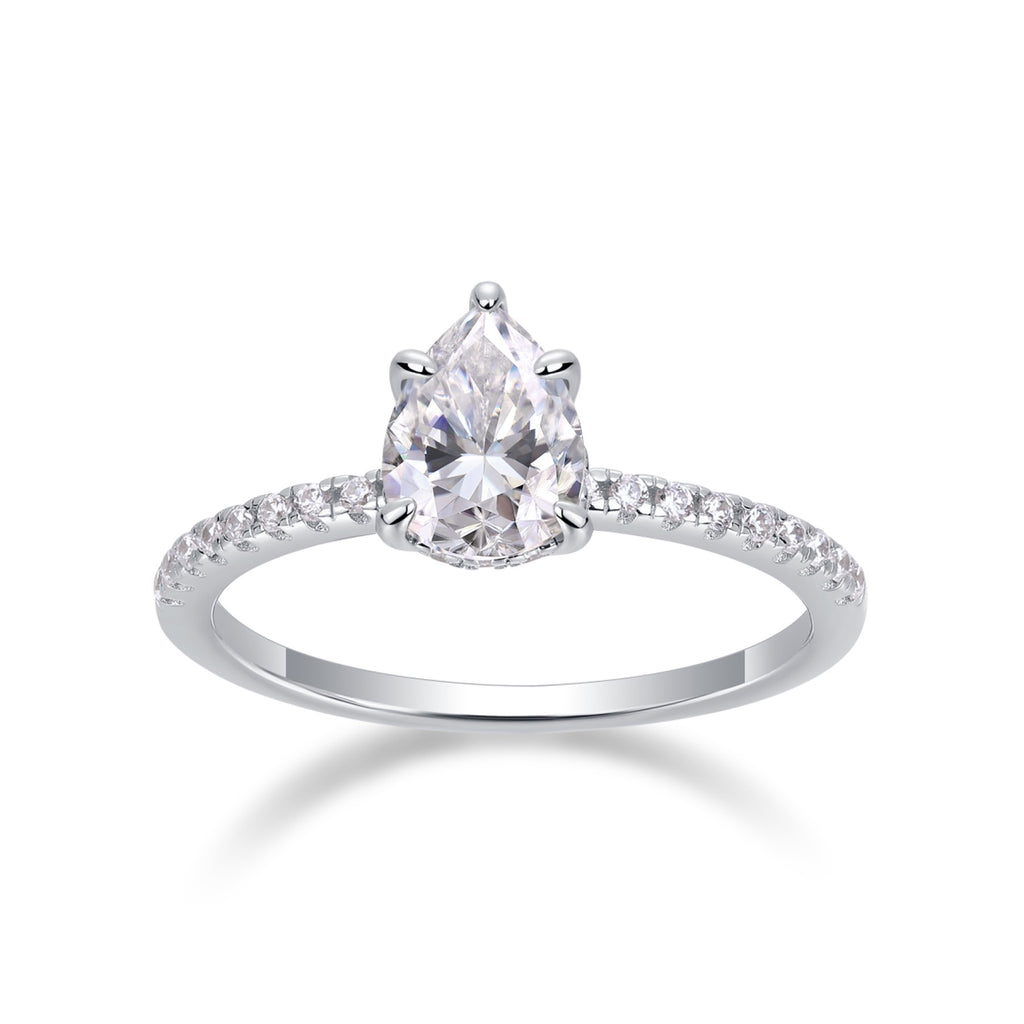 Dreaming Pear-Cut Moissanite Solitaire Ring in Sterling Silver