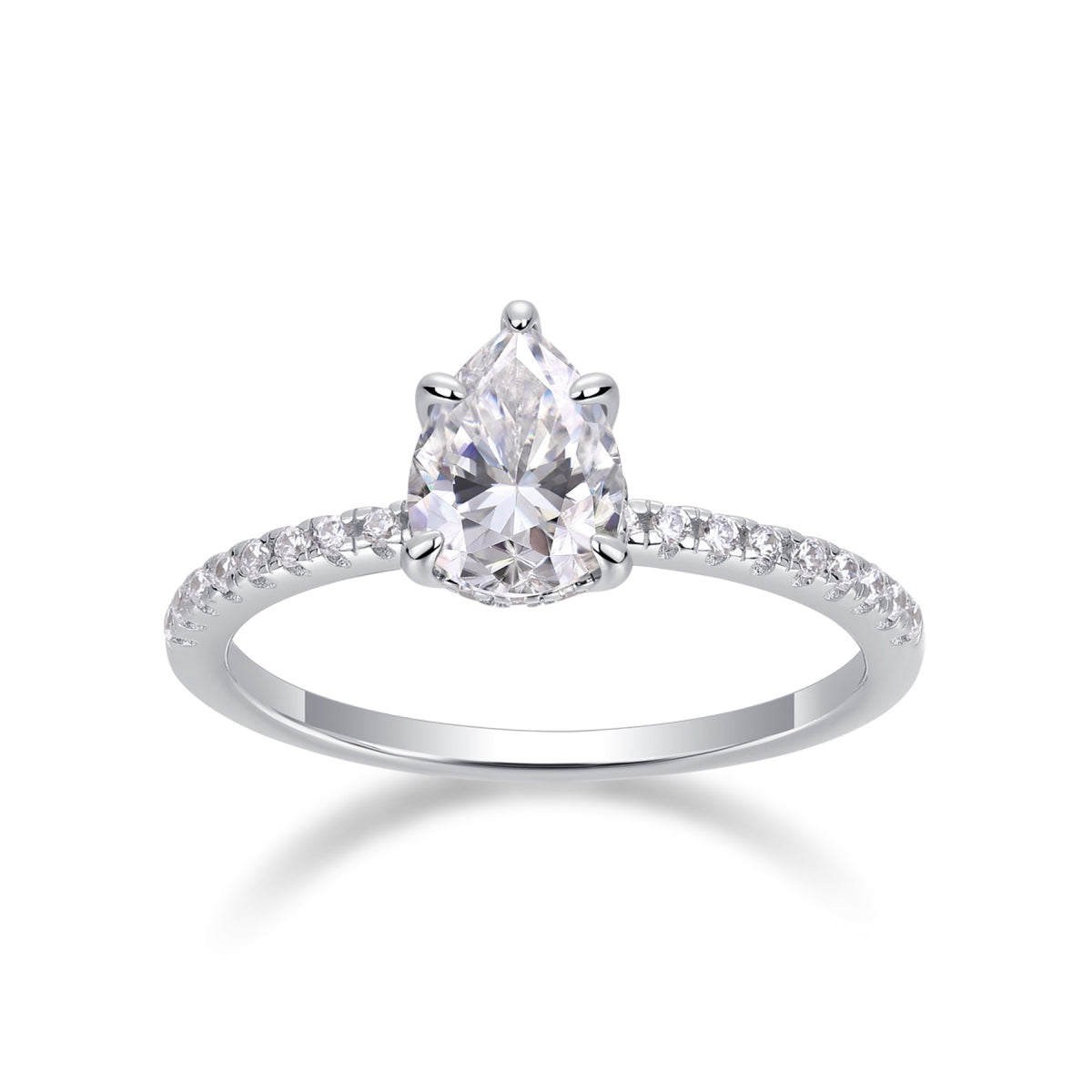 Dreaming 1.25 Carat Pear-Cut Moissanite Solitaire Ring in Sterling Silver