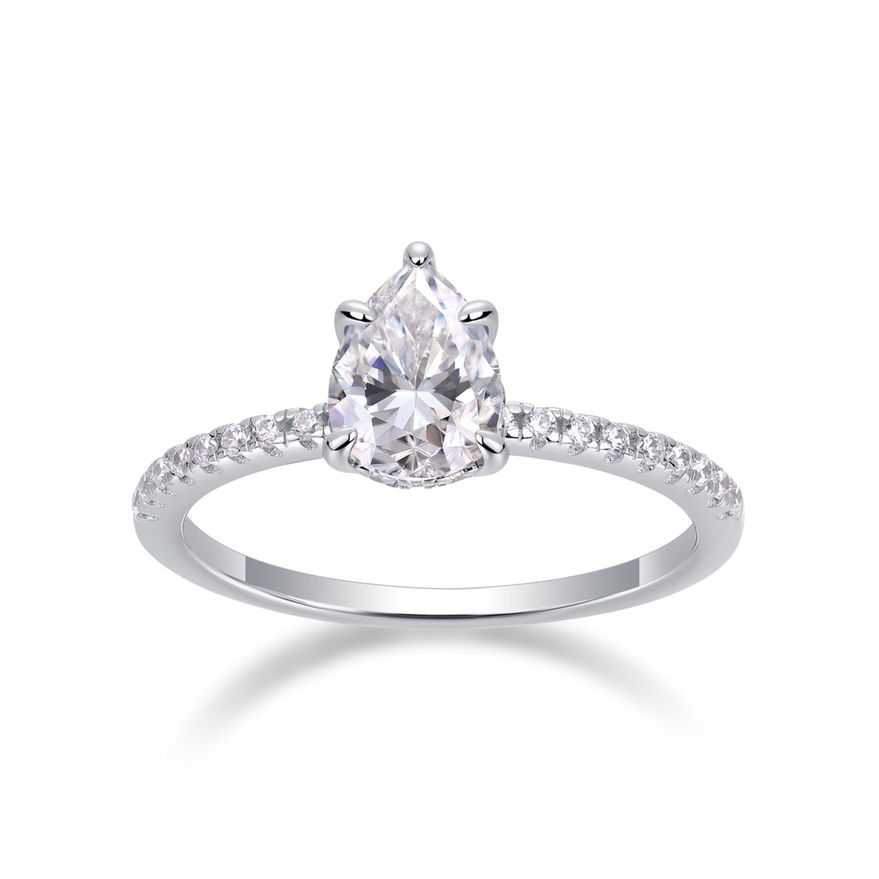 Dreaming Pear-Cut Moissanite Solitaire Ring in Sterling Silver