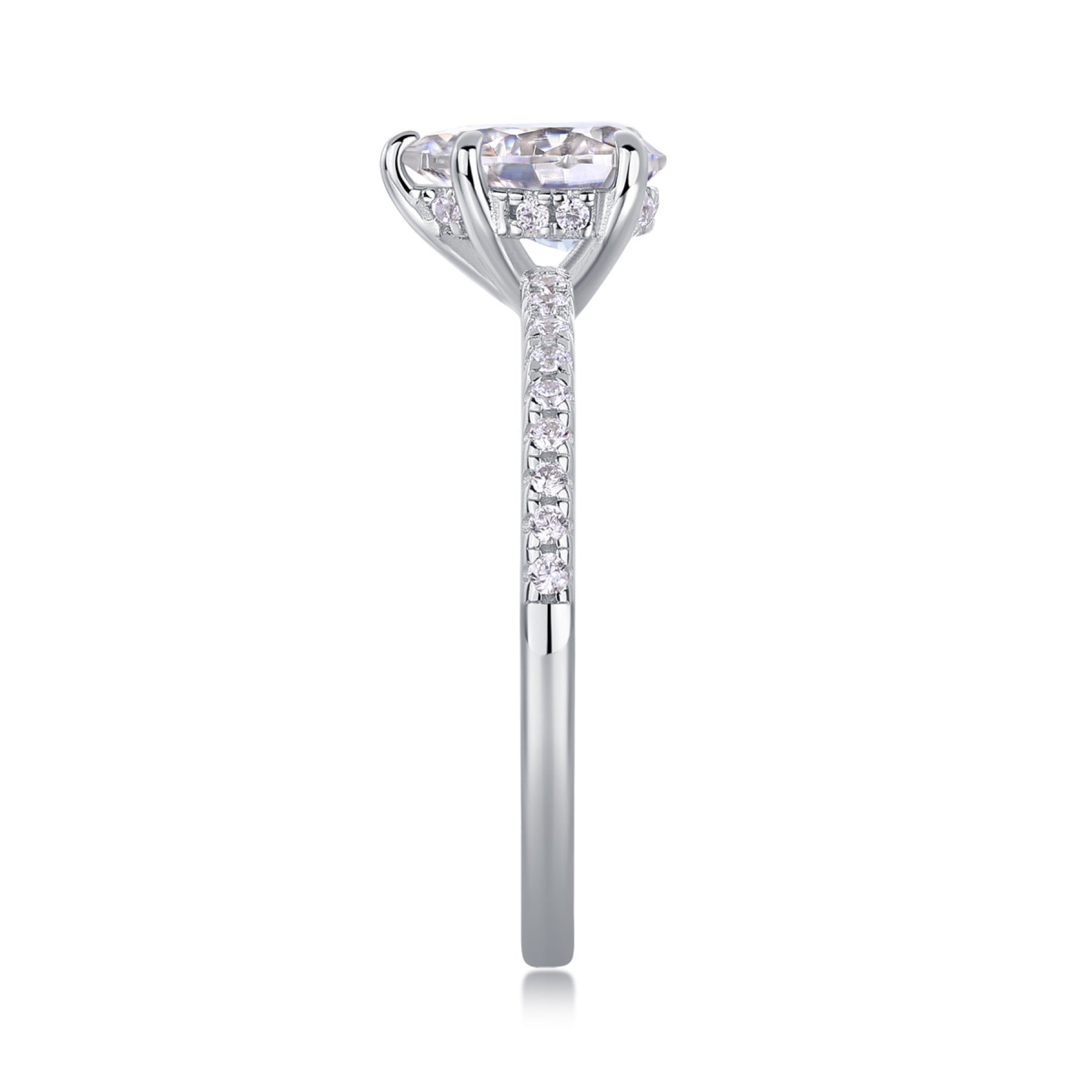 Dreaming Pear-Cut Moissanite Solitaire Ring in Sterling Silver