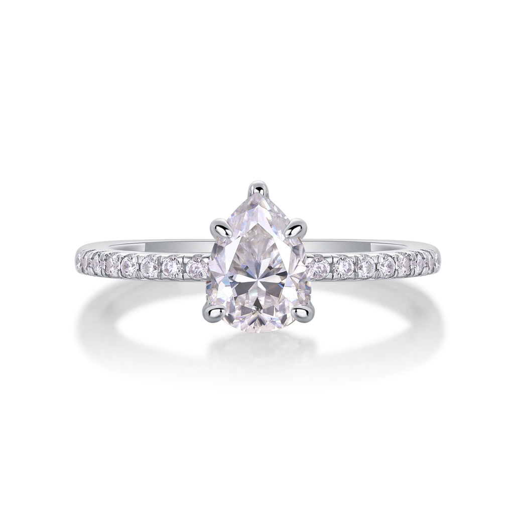 Dreaming Pear-Cut Moissanite Solitaire Ring in Sterling Silver