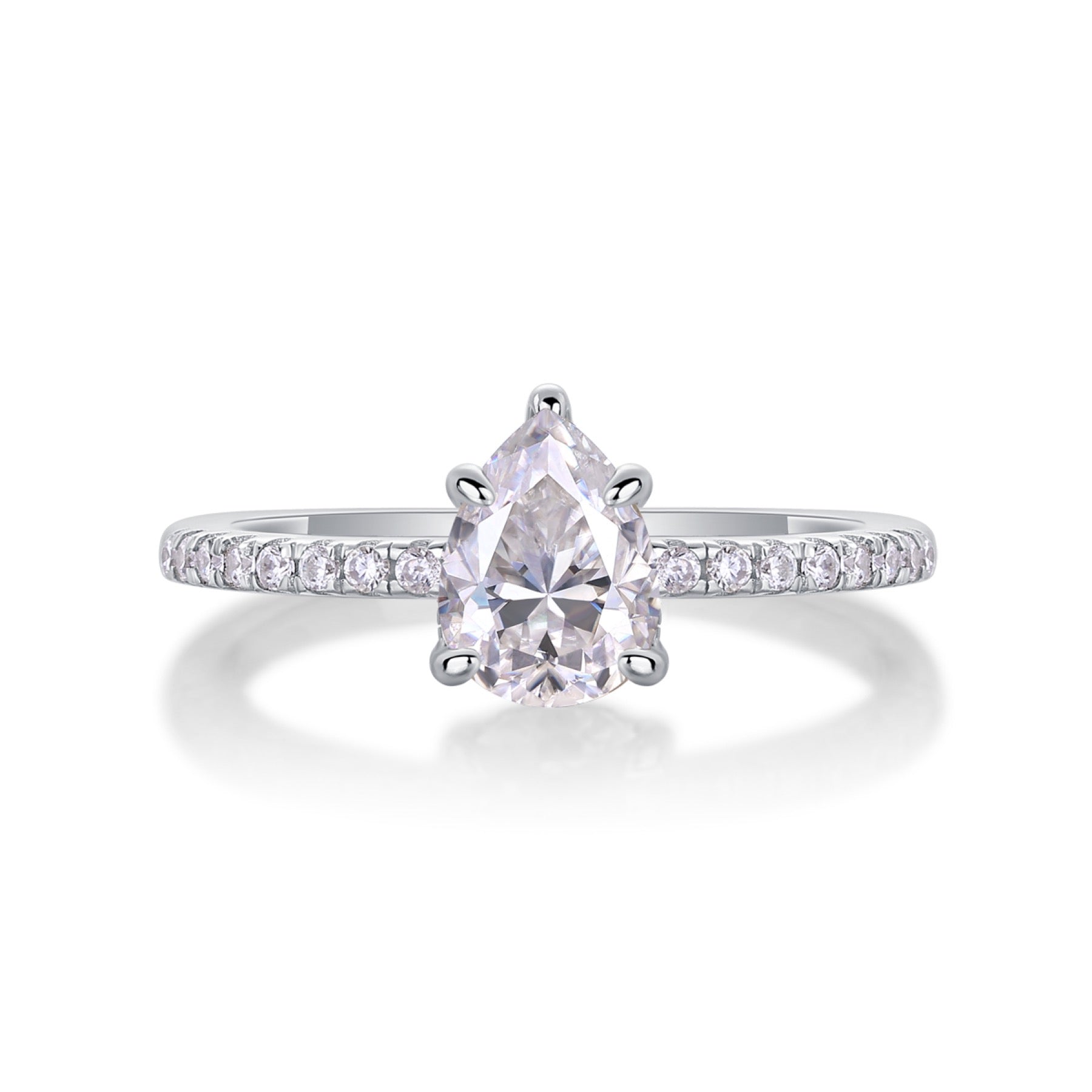 Dreaming Pear-Cut Moissanite Solitaire Ring in Sterling Silver