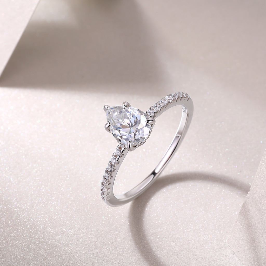 Dreaming Pear-Cut Moissanite Solitaire Ring in Sterling Silver