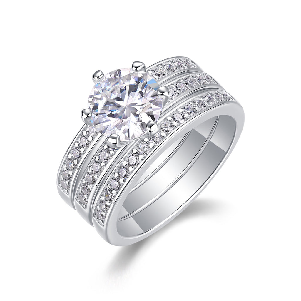Surge 2 Carat Moissanite Halo Ring in Sterling Silver