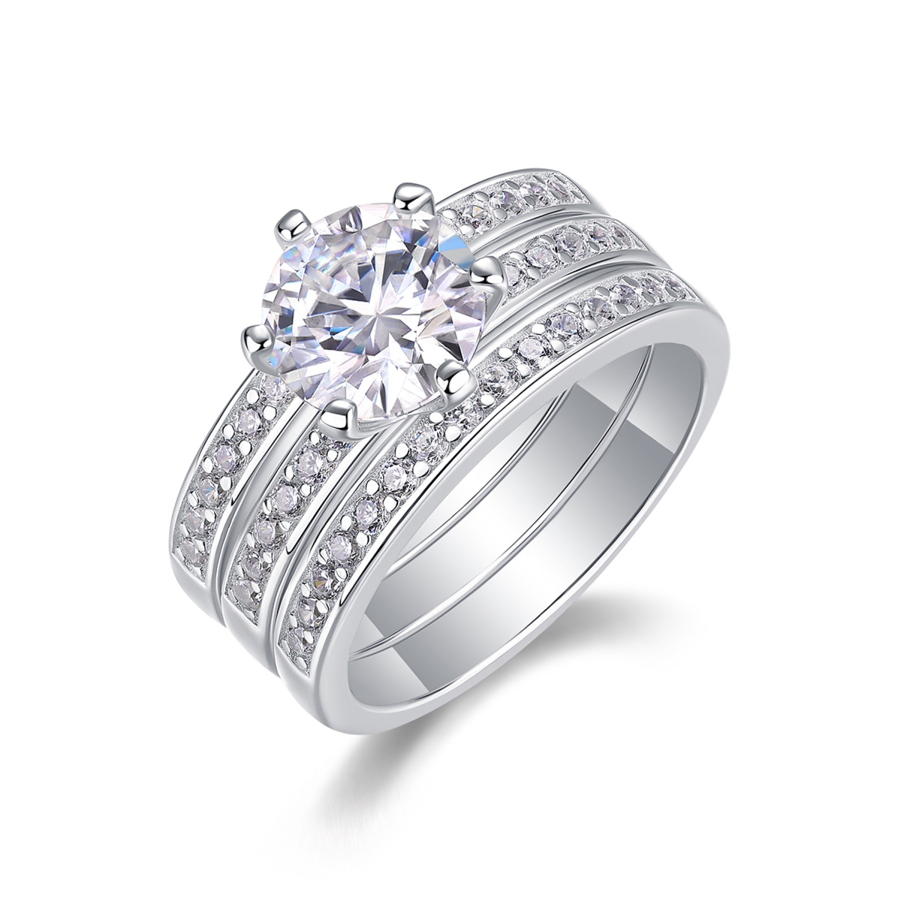 Surge 2 Carat Moissanite Halo Ring in Sterling Silver