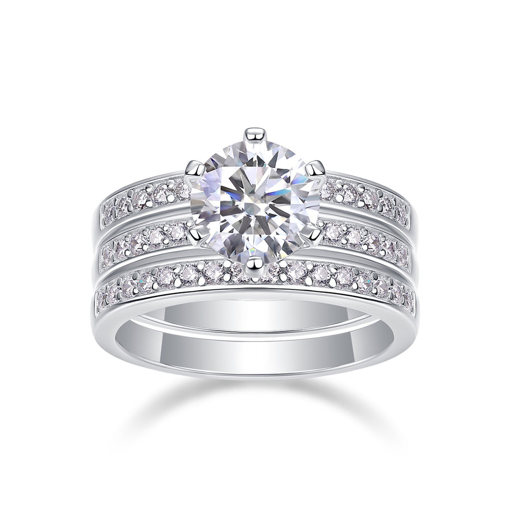 Surge 2 Carat Moissanite Halo Ring in Sterling Silver