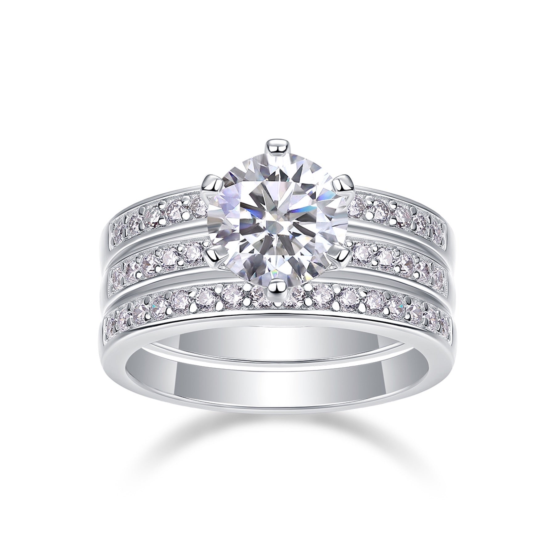 Surge 2 Carat Moissanite Halo Ring in Sterling Silver