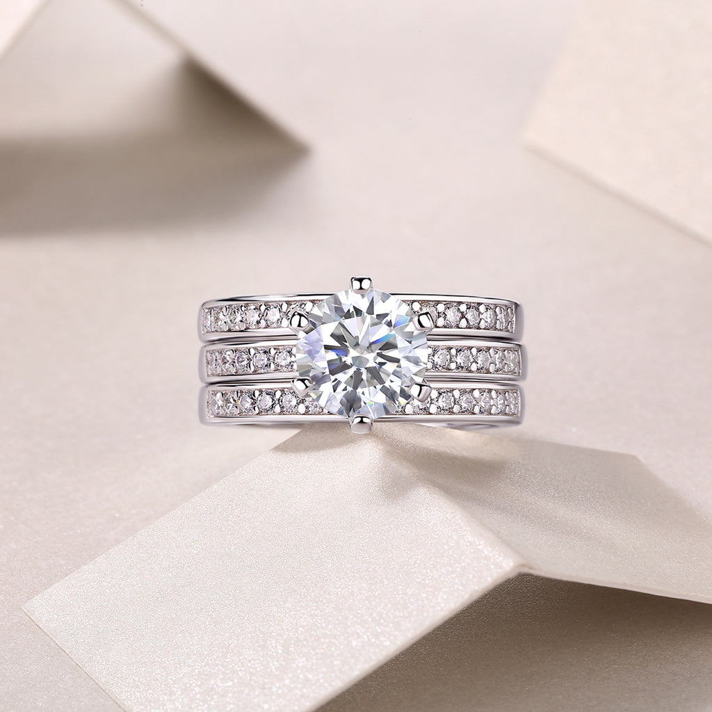Surge 2 Carat Moissanite Halo Ring in Sterling Silver