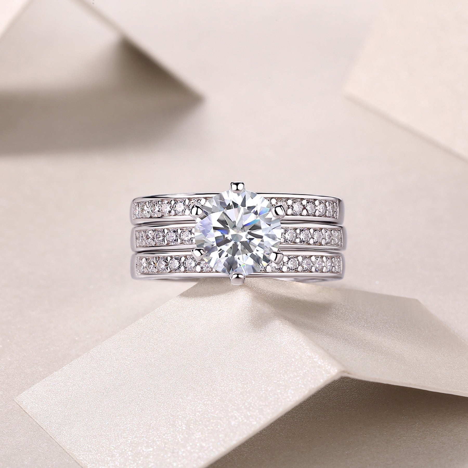 Surge 2 Carat Moissanite Halo Ring in Sterling Silver