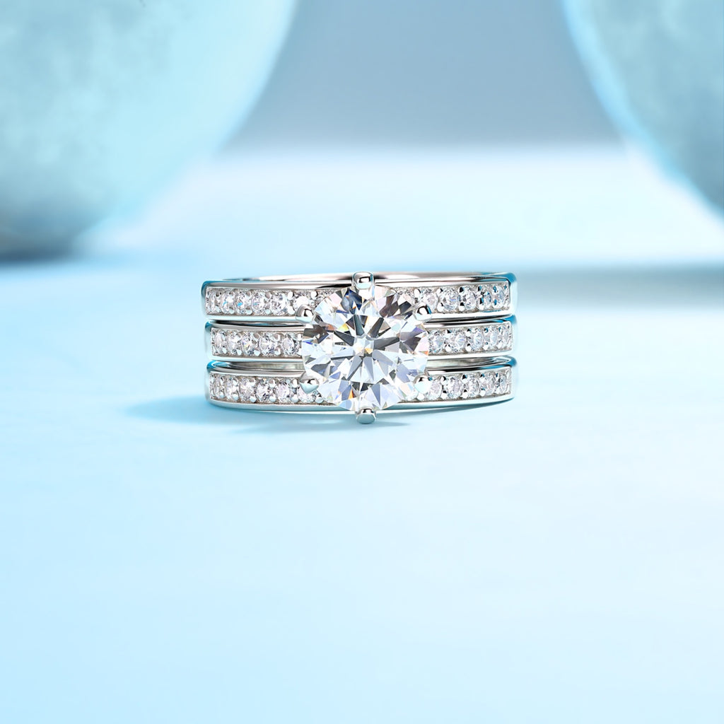 Surge 2 Carat Moissanite Halo Ring in Sterling Silver
